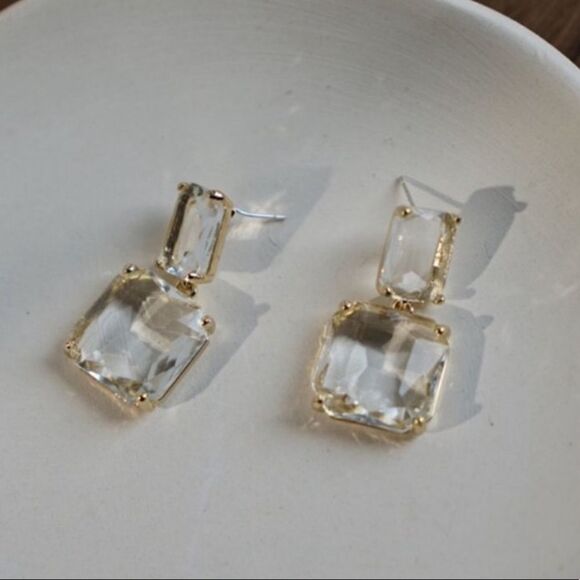 #41 NEW Clear Crystal Statement Earrings - Picture 2 of 6